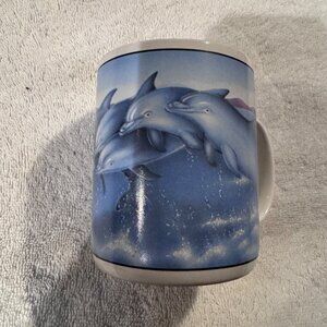 Vintage Grand Menagerie "Bottlenose Dolphins" Ceramic Coffee Mug 1987 Made In Ko